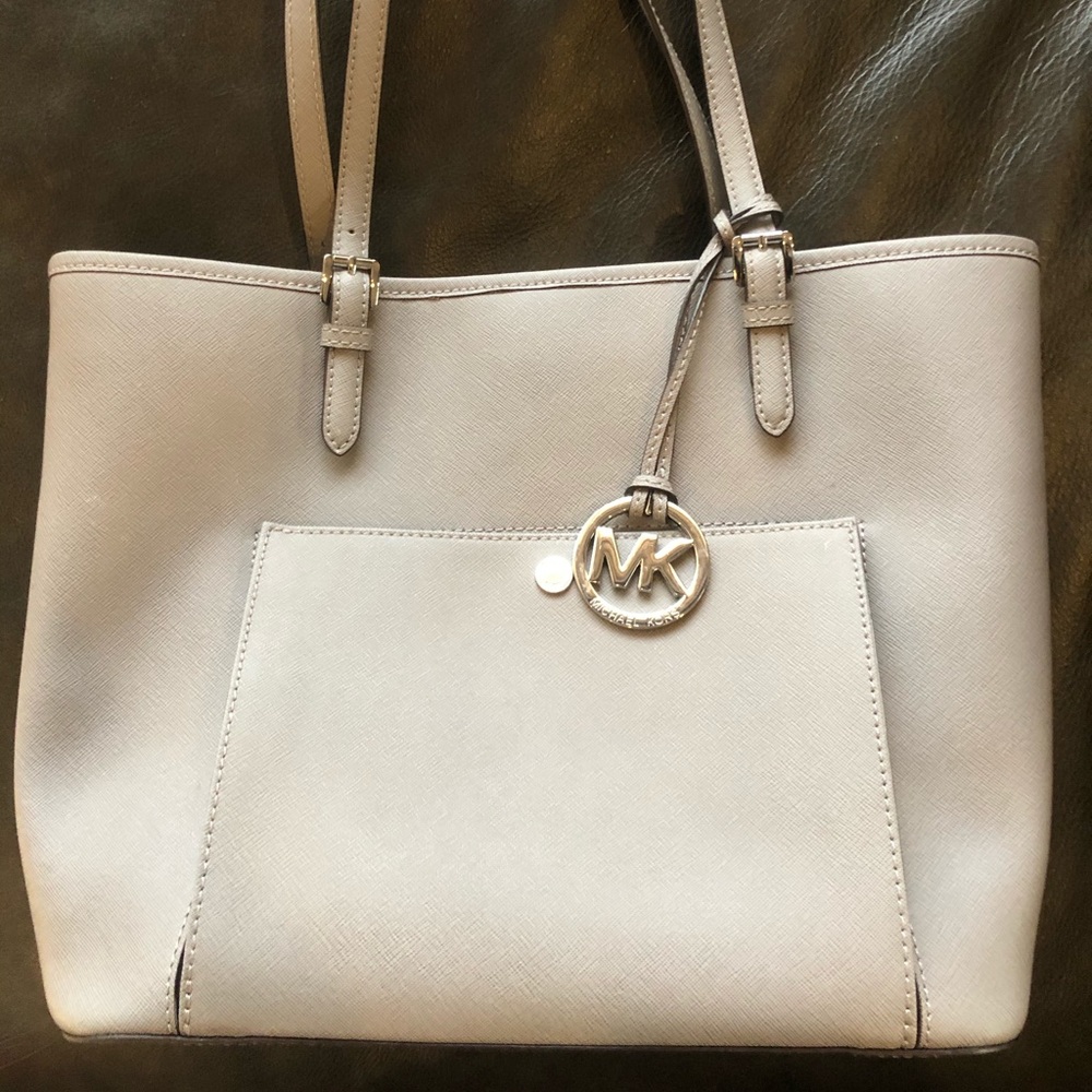 Michael Kors White Purse with Gold Logo